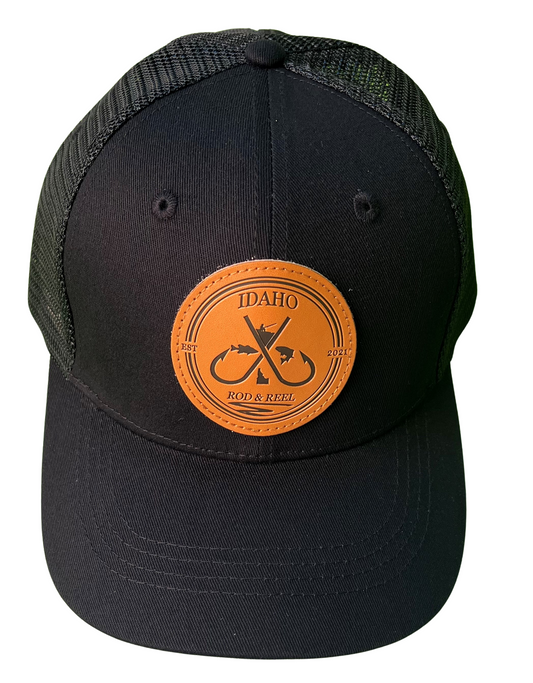 Idaho Rod and Reel Hat, Black and Leather